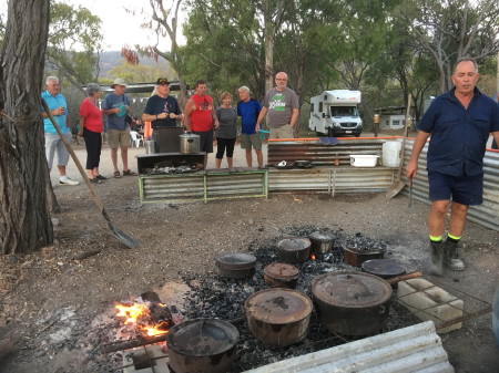 camp oven roast dinner